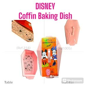 DISNEY Halloween Coffin Shape Mickey & Minnie Baking Dish With Lid NEW
